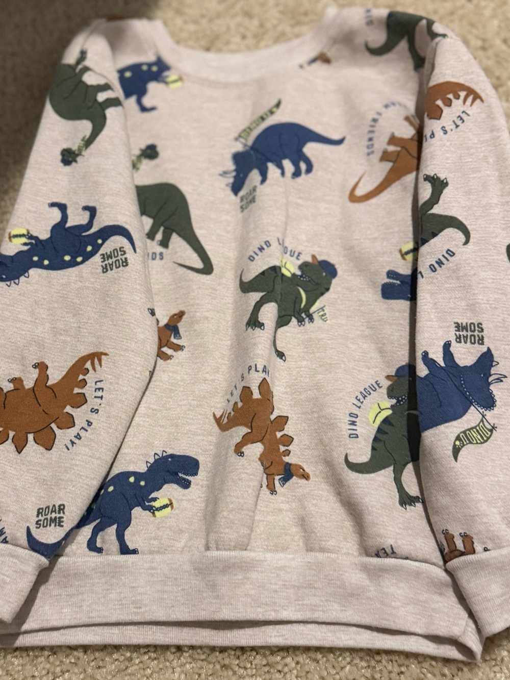Garanimals Pink Crewneck Sweatshirt with Blue, Green, and Brown Dinosaurs